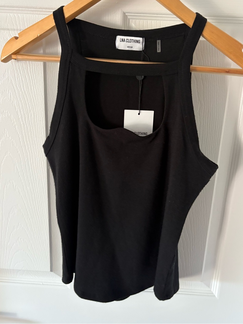 NWT LNA Clothing Black Essex Cut Out Ribbed Tank Top Medium